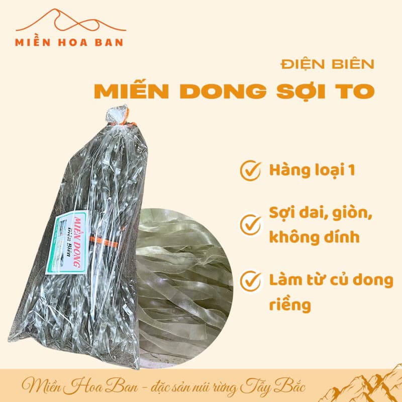 MUA 1 TẶNG 1 QUÀ - 1kg Miến Dong Điện Biên Chuẩn OCOP - Sợi To Thái Tay Loại 1 Đặc Sản Tây Bắc food