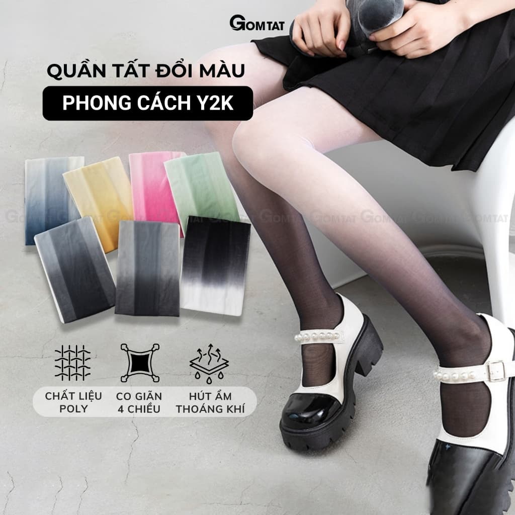 [FLASHSALE] Quần tất che khuyết điểm chân GOMTAT đổi màu cá tính, tất quần nữ poly siêu dai thon chân - CKD-2514