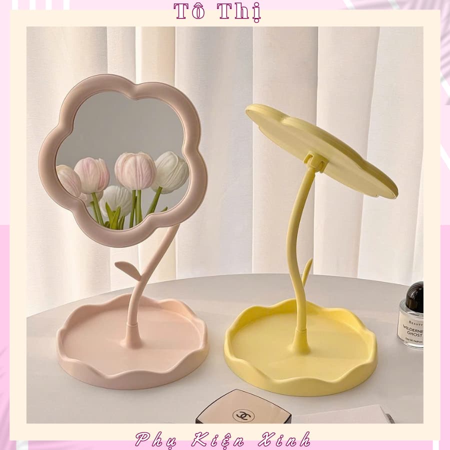 Gương decor để bàn trang điểm hình hoa xinh xắn (Size nhỏ) - Tô Thị