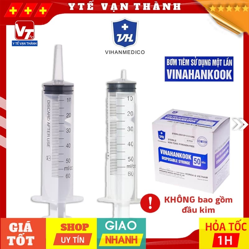 ✅ Bơm Tiêm Vô Trùng Vinahankook (Loại Lớn 50cc) -VT0179