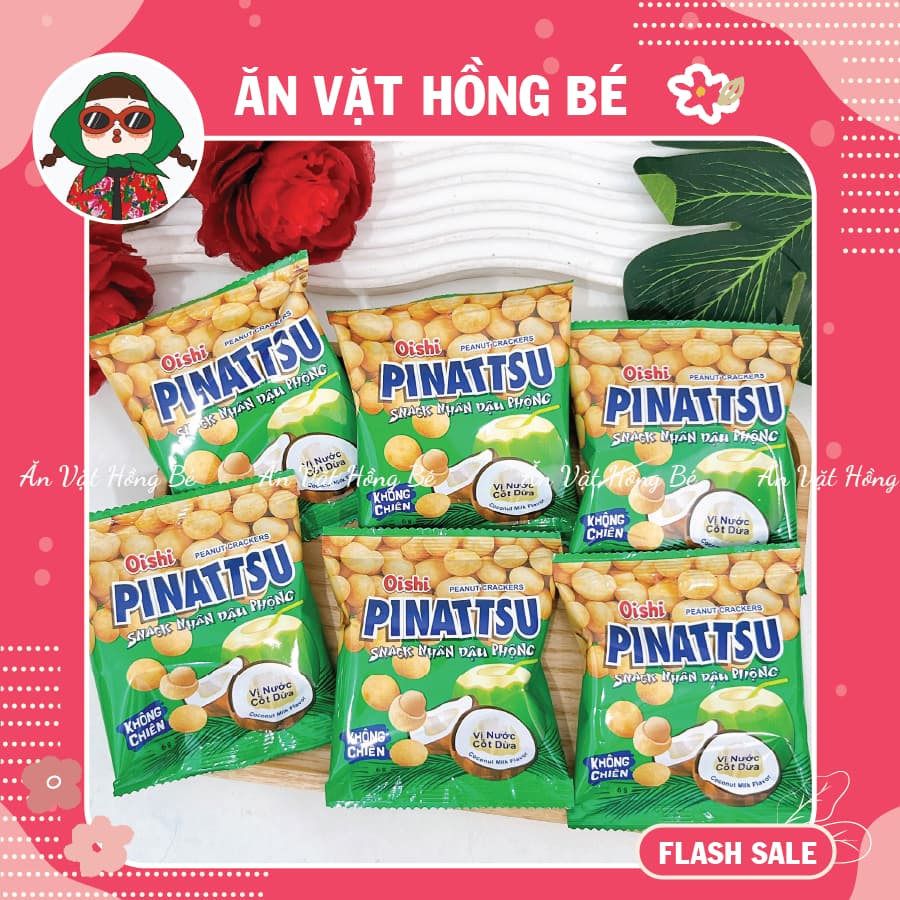 [10 Gói] Snack Đậu phộng TÍ HON Oishi, đậu phộng Pinattsu hương vị cốt dừa (Gói 6g)