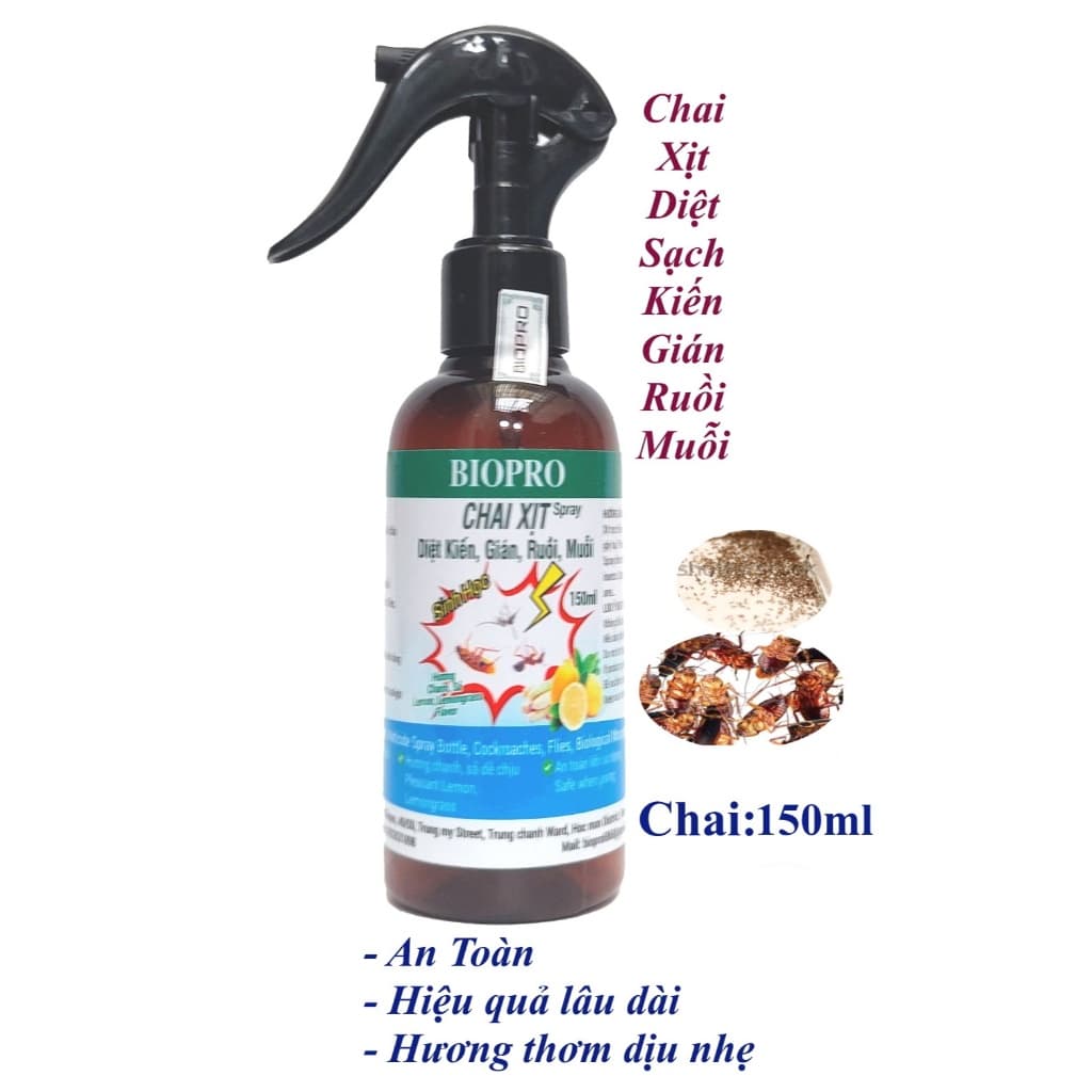 Chai xịt diệt kiến diệt gián ruồi muỗi Sinh học Biopro Chai 150ml Diệt sạch côn trùng gây hại An toàn Hiệu quả Sx tại VN
