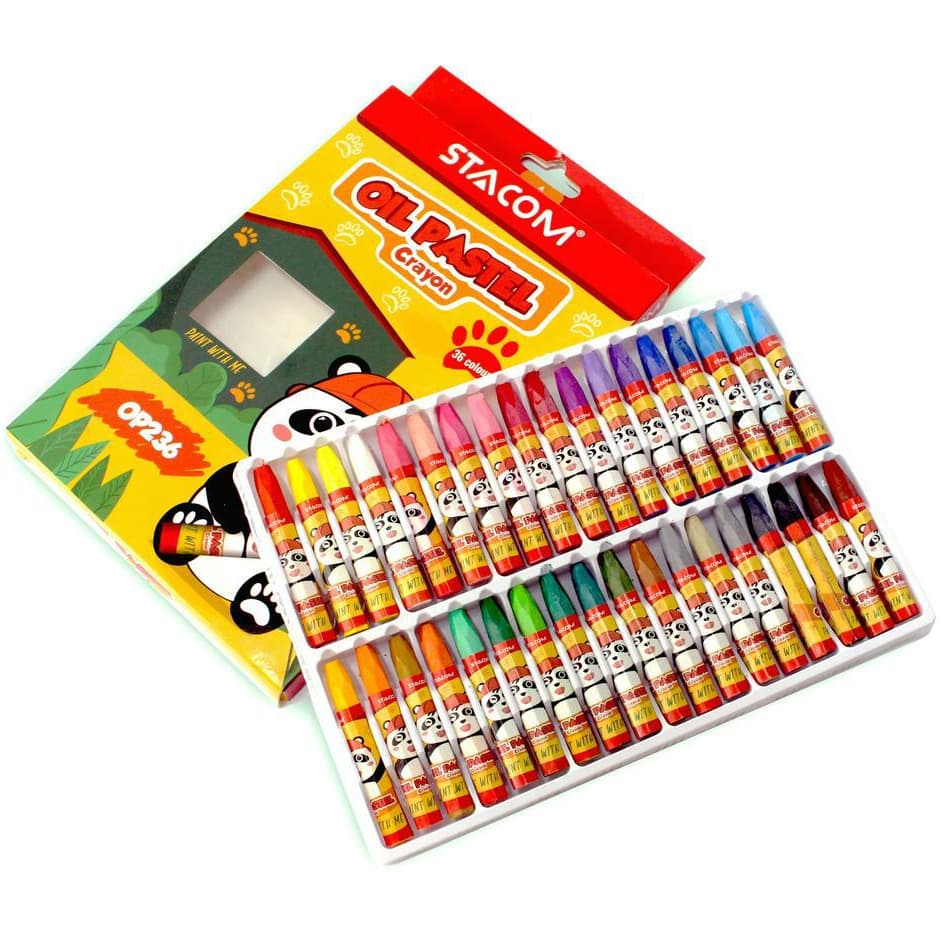 Sáp Màu Dầu Oil Pastel Stacom 12/18/24/36 Màu Chính Hãng - Màu Tươi Sáng, Bền Màu OP212 OP218 OP224 OP236 | Có Trợ Giá