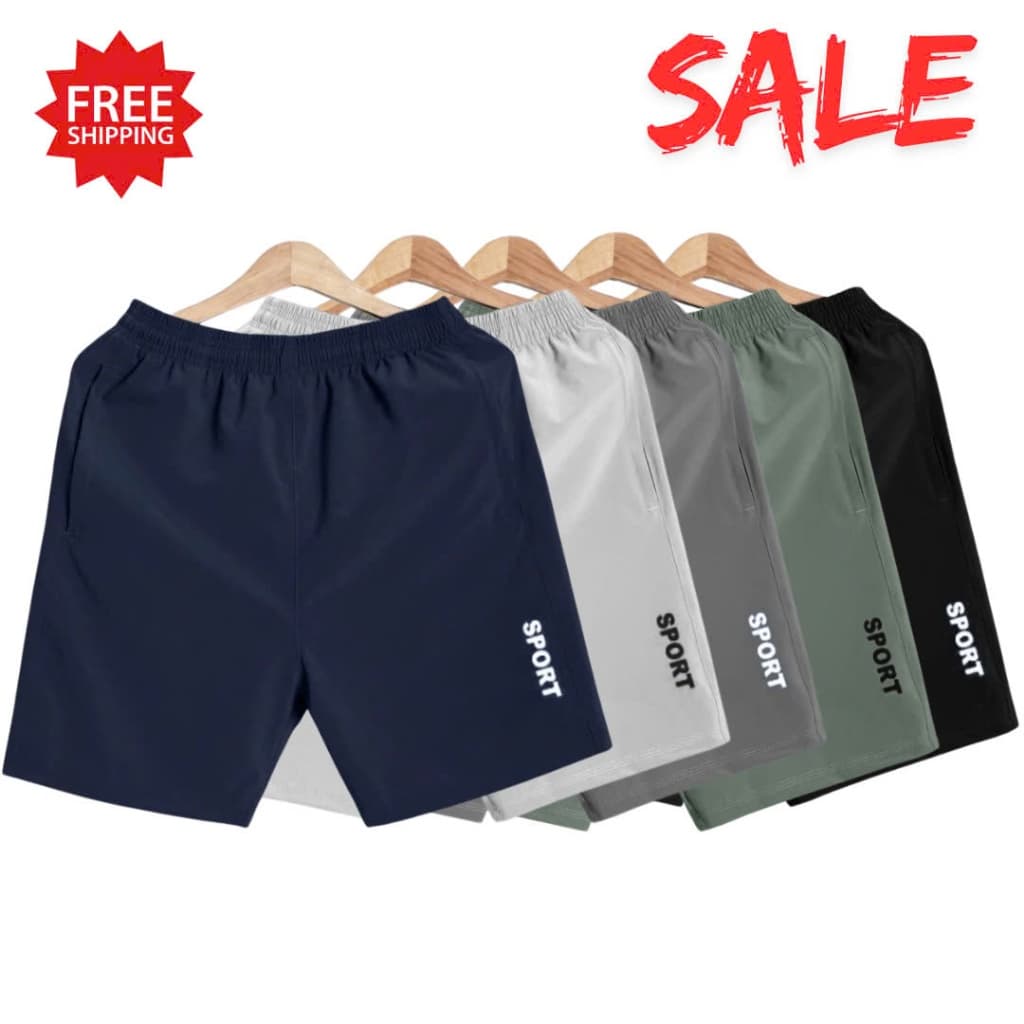COMBO 5 quần short nam SPORT vải gió trơn túi có khoá kéo, quần đùi nam giá rẻ - QDS05