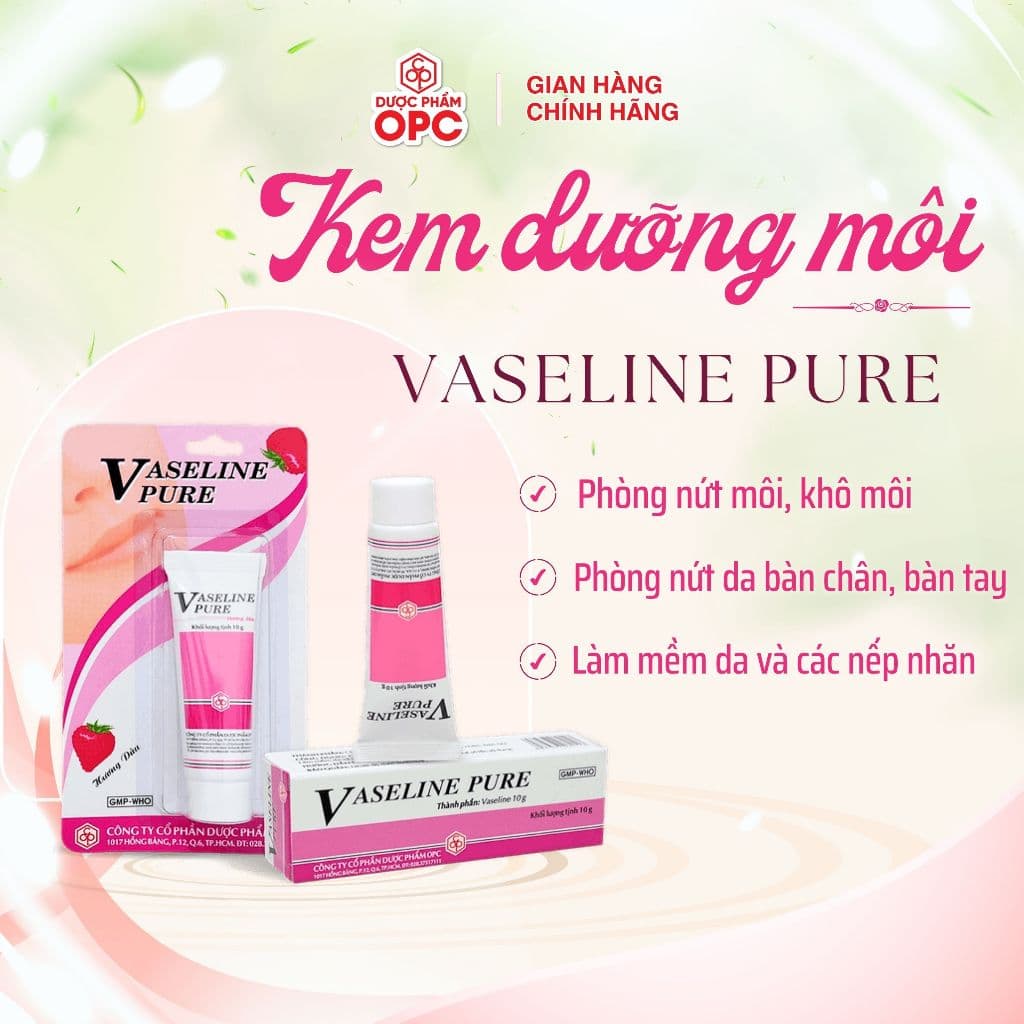 (3 tuýp 10g) Kem dưỡng môi VASELINE OPC <Không mùi - Hương dâu>