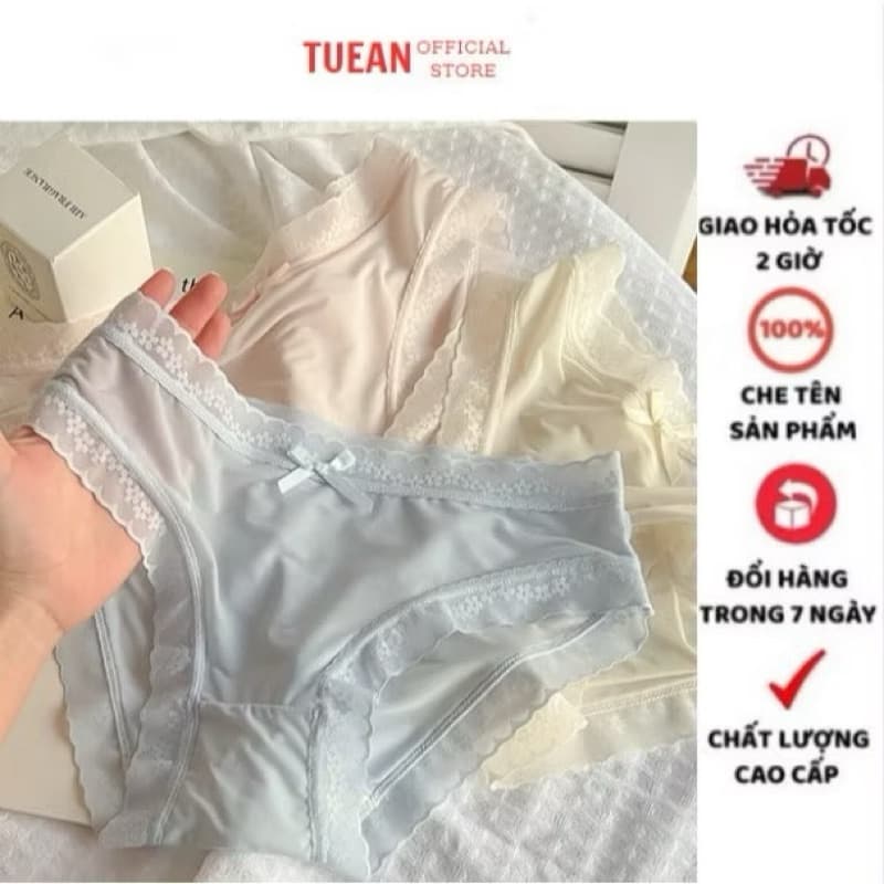 COMBO 5-10 Quần Lót Nữ TUEAN Su Lụa Siêu Mỏng Không lộ viền co giãn phối ren hoa thoáng mát gợi cảm MÃ A112