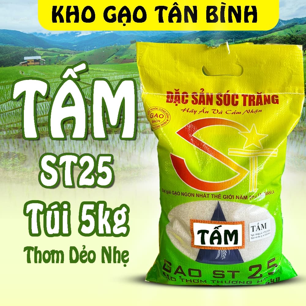 TẤM thơm Sóc Trăng Nấu Cháo Nấu Cơm ST - Dẻo Nhiều Mềm Ngọt Dịu Ít Rời Hạt - 5KG Túi may