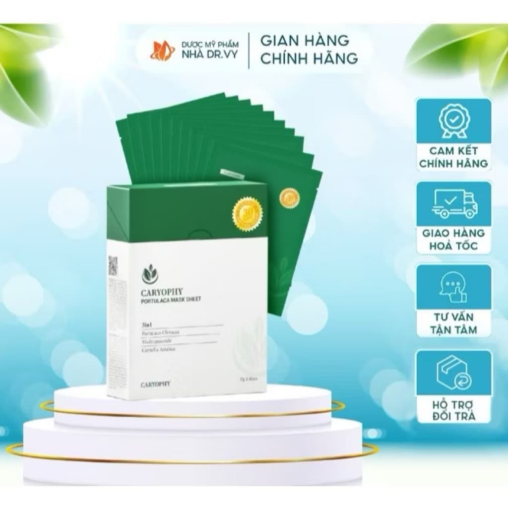 Mặt Nạ Caryophy Portulaca Mask Sheet 3in1: mặt nạ ngừa mụn,giảm thâm và dưỡng ẩm hoàn hảo