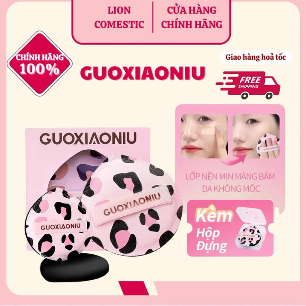 [GUOXIAONIU] Mút Đánh Nền Hình Giọt Nước Báo Hồng Guoxiaoniu Chất Siêu Mềm Mịn Kèm Hộp Thoáng Khí Dùng Ướt Và Khô