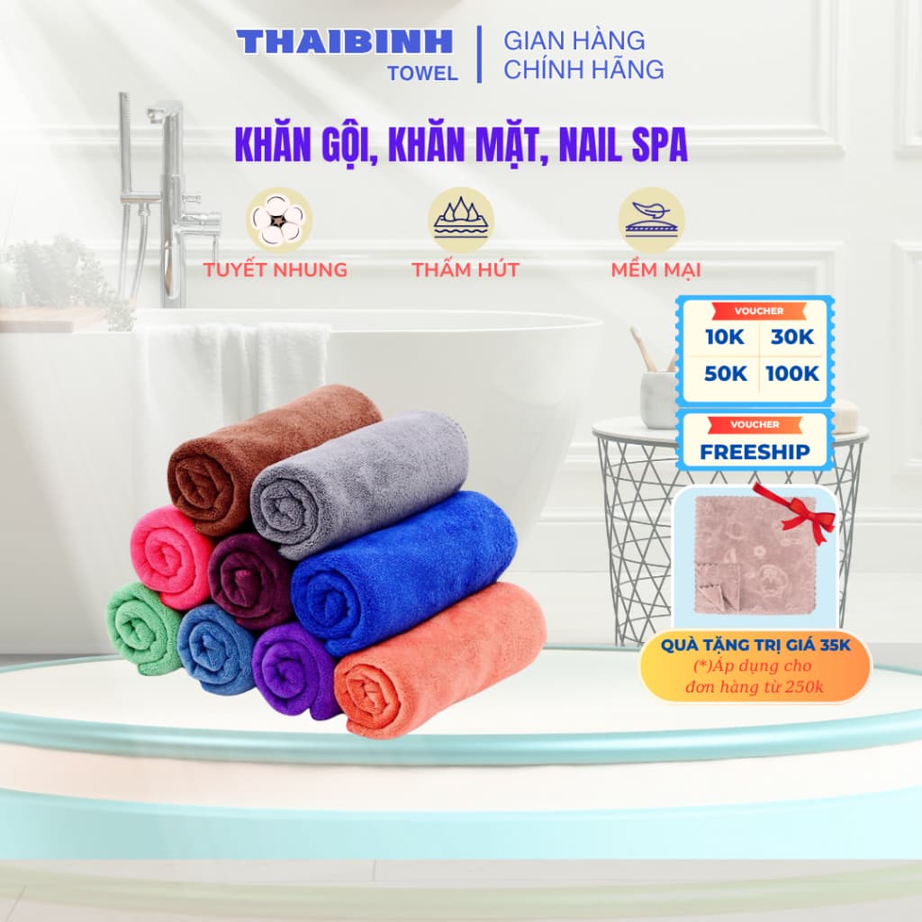 Khăn gội, khăn mặt, Lau Tay, Lau Bếp, Làm Nail  THAIBINH TOWEL làm từ sợi Microfiber Siêu Mềm Siêu Thấm Hút