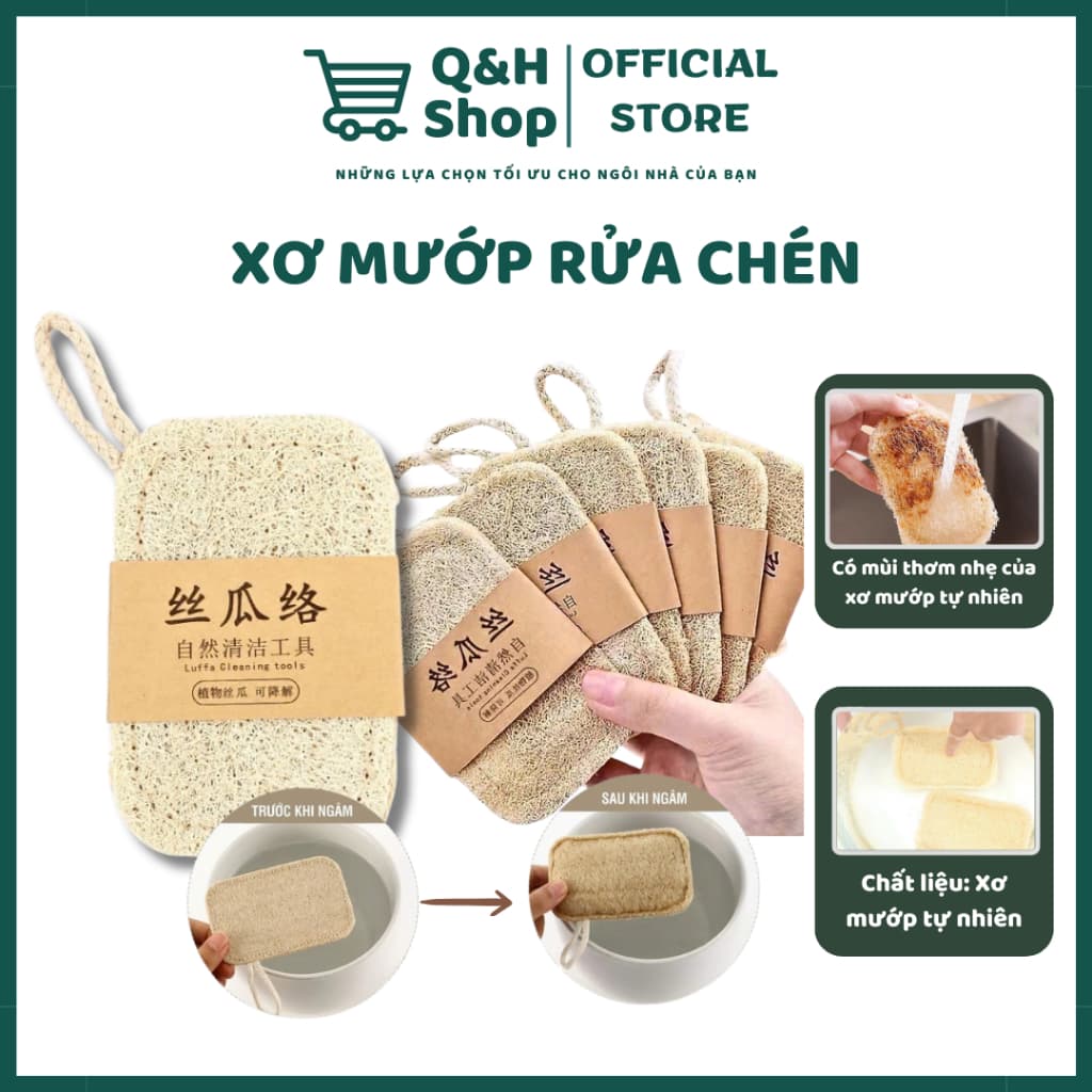 Miếng Xơ Mướp Rửa Chén Tự Nhiên – Bông Rửa Chén, Chà Xoong Nồi An Toàn Không Hóa Chất