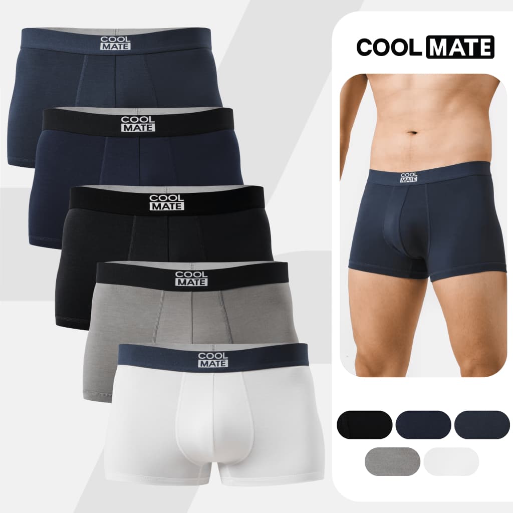 Combo 5 quần lót sịp nam Trunk Bamboo, Lenzing Modal, Airmesh mềm mại, kháng khuẩn, khử mùi Coolmate