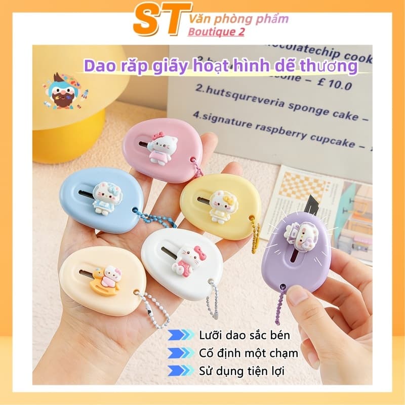 Dao rọc giấy hoạt hình sáng tạo, cố định một nút, cắt giấy dễ dàng, tiện lợi cho học sinh tháo dán nhãn và bóc gói hàng