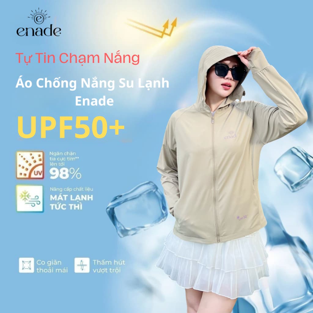Áo chống nắng su lạnh 5D Enade  UPF 50+ Bảo Vệ Da UVF 95%
