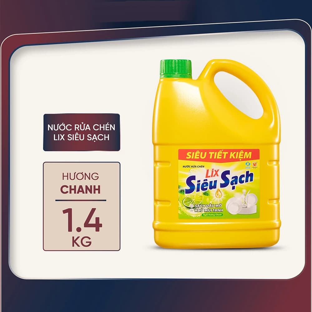 Nước Rửa Chén LIX 1,4kg Dạng Sánh Chiết Xuất Chanh