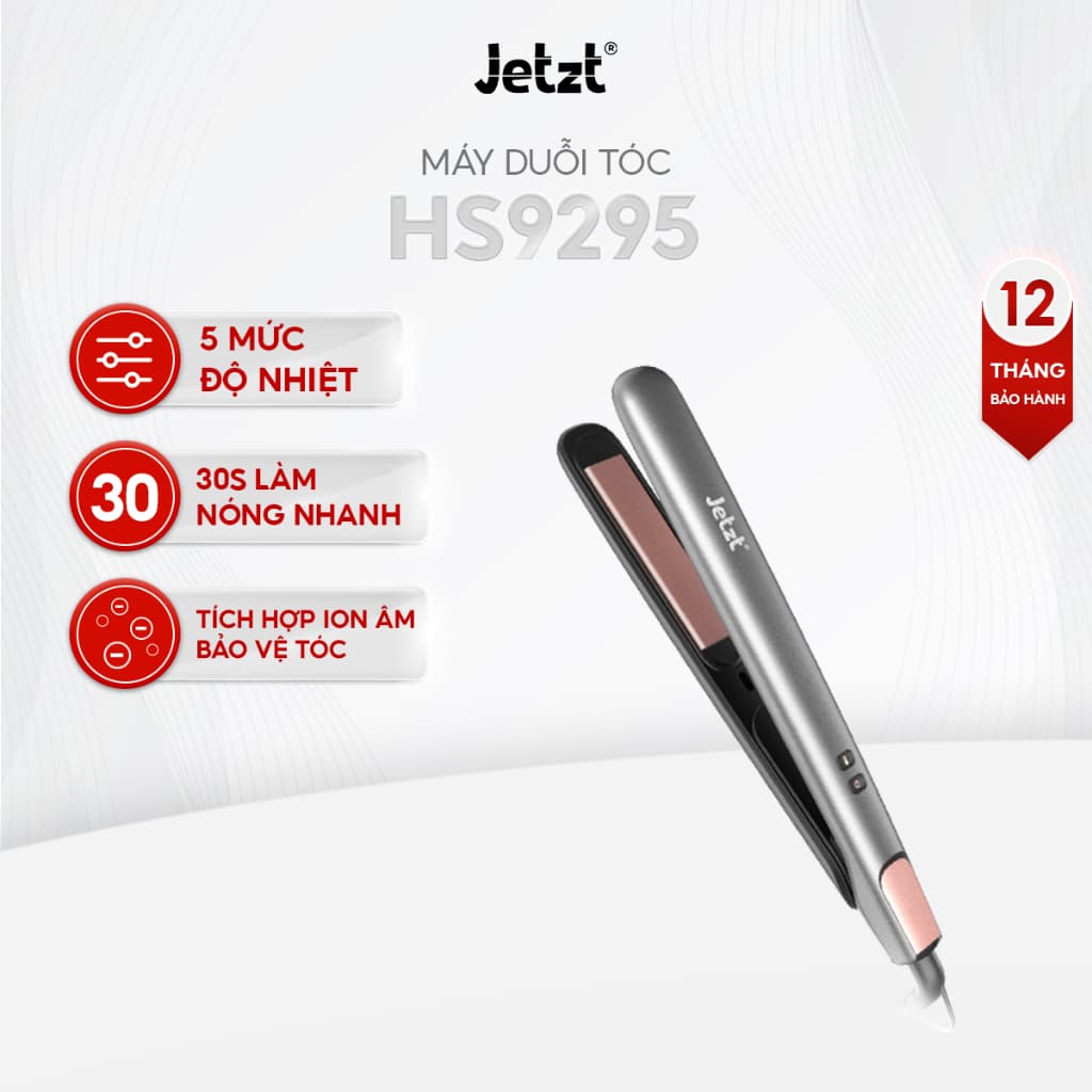 Máy Duỗi Tóc JETZT HS9295 - Tích Hợp Ion Âm Chăm Sóc Tóc Hư Tổn - Duỗi Tóc Thẳng Mượt Không Bị Xơ Rối--Hàng Outlet