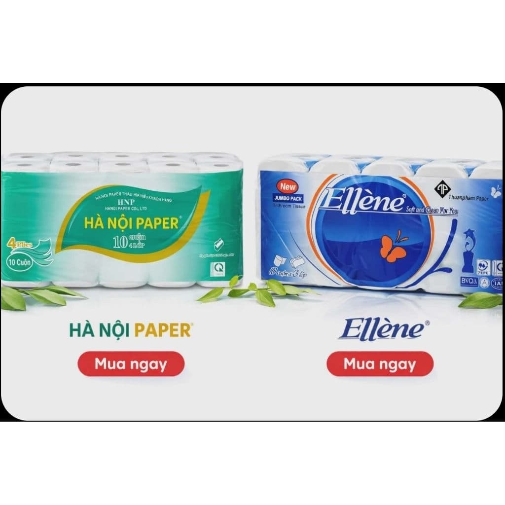Giấy vệ sinh Hà Nội bịch gồm 10 cuộn giấy dai mềm mịn không lõi hàng chuẩn cao cấp