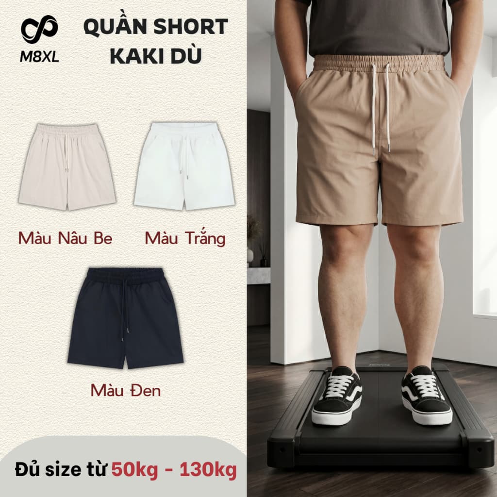 [ Có BIGSIZE - M8XL ] Quần Short KAKI Dù Cao Cấp Dáng Trên Gối Menswear Nam MÃ 128