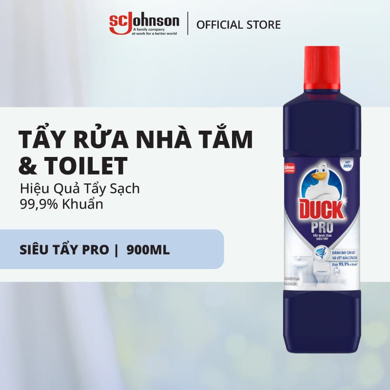 DUCK Combo 2 Tẩy Rửa Nhà Tắm Siêu Tẩy Pro Diệt 99,9% Vi Khuẩn, Tẩy Sạch Vết Bẩn 900ml x2
