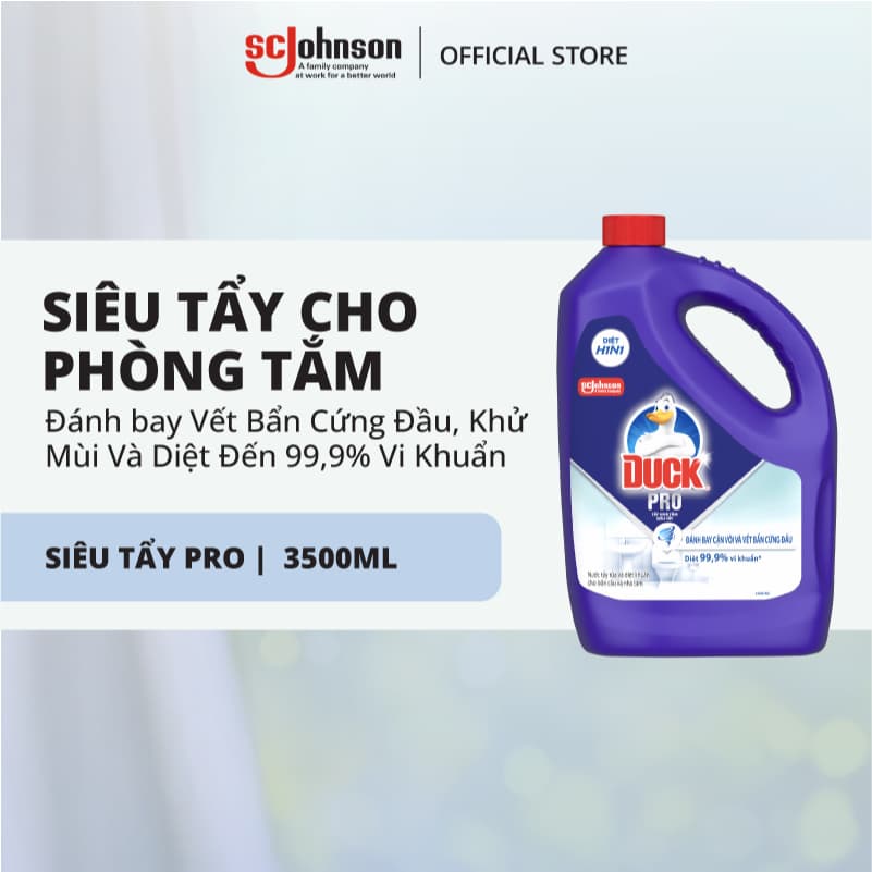 DUCK Combo 2 Tẩy Rửa Nhà Tắm Siêu Tẩy Pro Diệt 99,9% Vi Khuẩn, Tẩy Sạch Vết Bẩn 3500ml x2