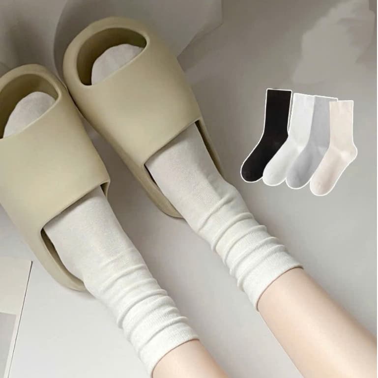 Combo 5 Đôi Tất Cổ Cao 3 Màu Basic Thể Thao Cotton Mỏng Thoáng Mát 4 Mùa Nam Nữ tt45