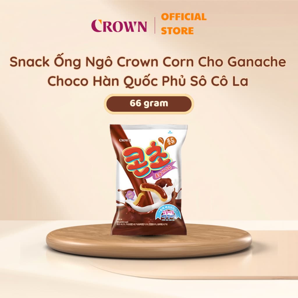 Snack Ống Ngô Crown Corn Cho Ganache Choco Hàn Quốc Phủ Sô Cô La 66gr