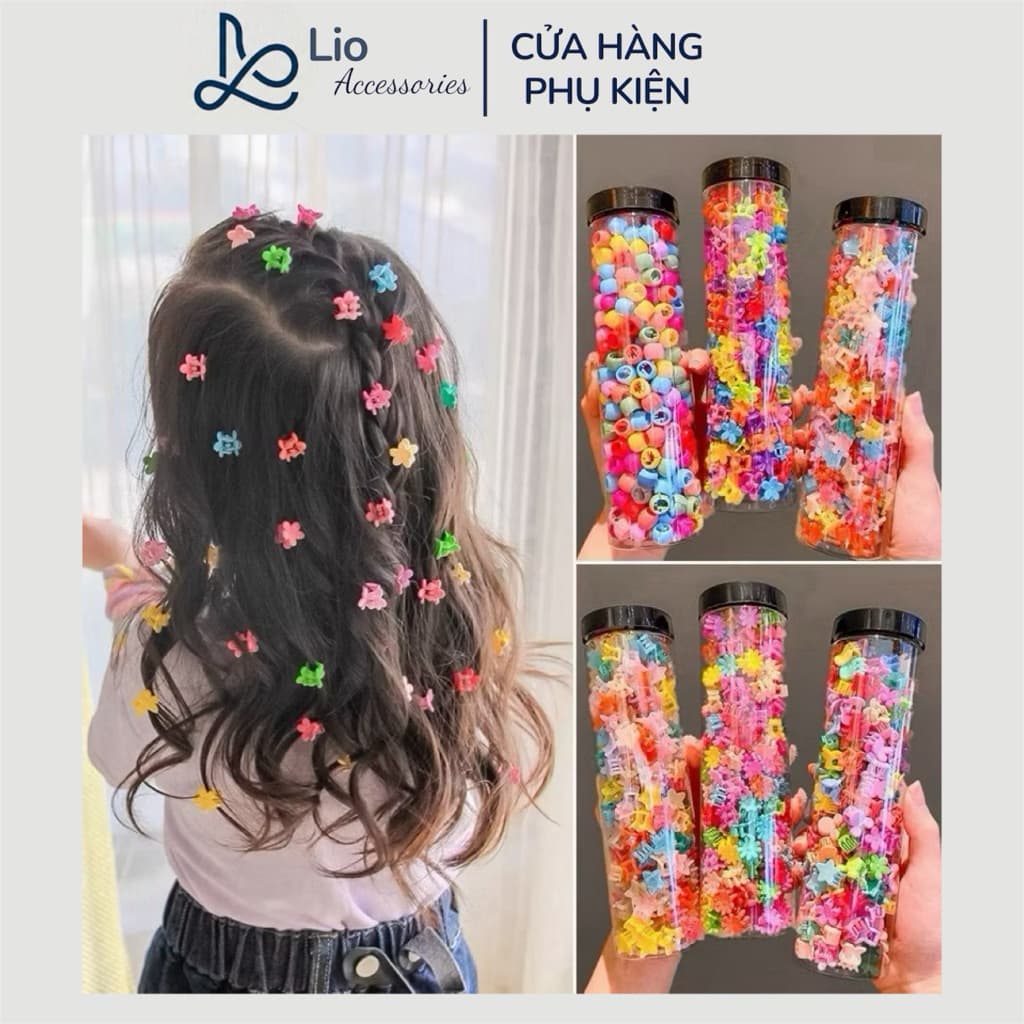Set 20,50, 100 Kẹp Tóc Mini Lio Cho Bé Gái Nhiều Màu Sắc Ngọt Ngào Dễ Thương Phụ Kiện Tóc