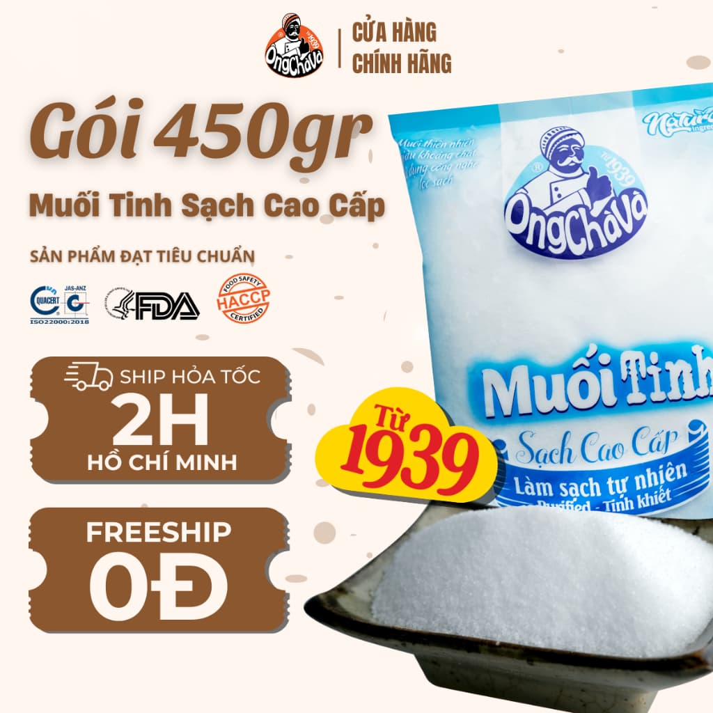 Combo 5 gói Muối Tinh Sạch Cao Cấp 450gr thương hiệu Ông Chà Và – Hàng Chính Hãng