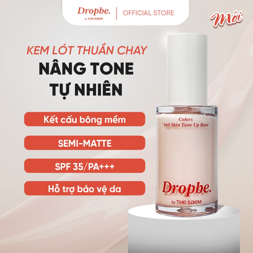 [Drop Be by THE SAEM] Kem lót thuần chay nâng tông bền màu Colors Veil Skin Tone Up Base 35g