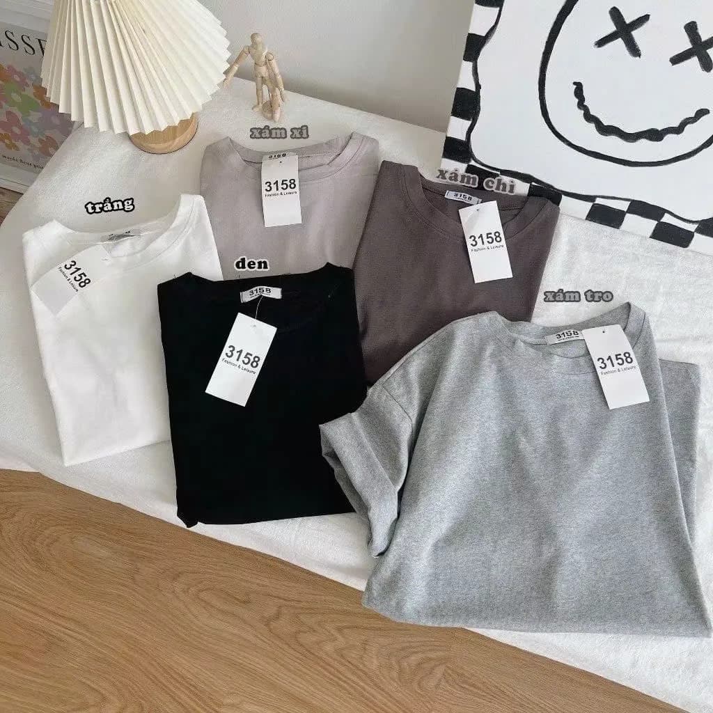 [Peinn] Áo thun TRƠN  chất cotton su 3158 thoáng mát, áo phông nam nữ mẫu mới đẹp