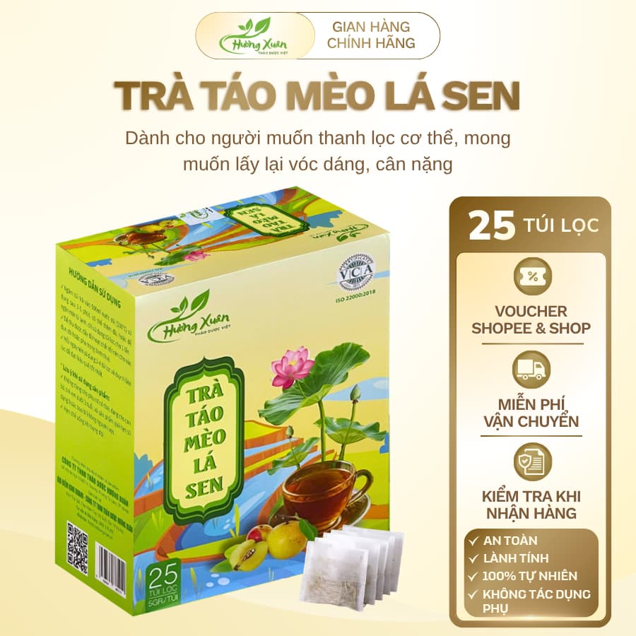 Trà tiêu thực, trà táo mèo lá sen Hương Xuân, giữ dáng khỏe đẹp thon gọn