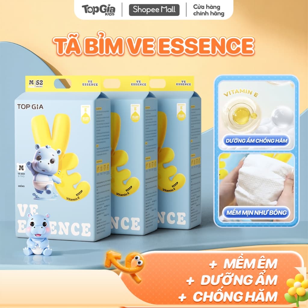 Tã Bỉm Quần Dán VE TOPGIAKIDS Bổ Sung Tinh Chất Vitamin E, Siêu Mỏng, Mềm Êm Đủ Size NB/S/M/L/XL/XXL/XXXL