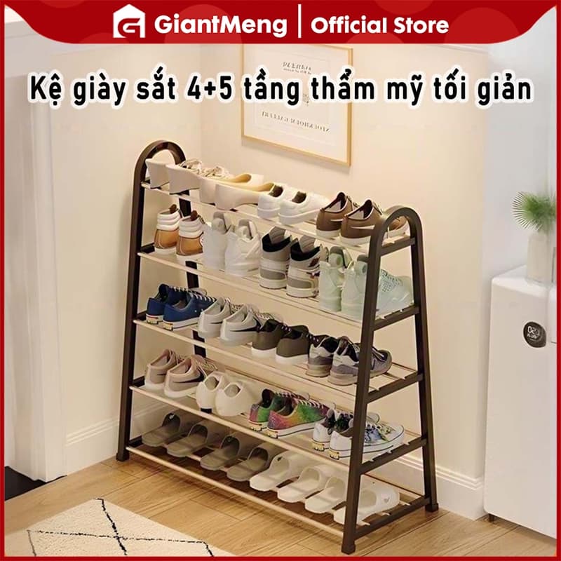 Kệ giày sắt 4+5 tầng thẩm mỹ tối giản | Chống gỉ, chắc chắn, di động, đa năng