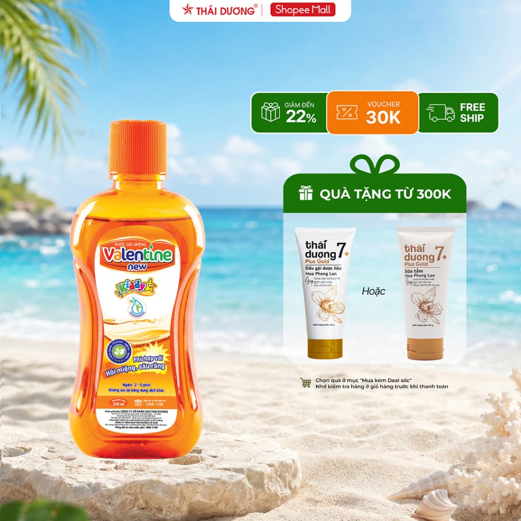 Nước súc miệng trẻ em Valentine kiddy Sao Thái Dương 250ml - Sao Thái Dương