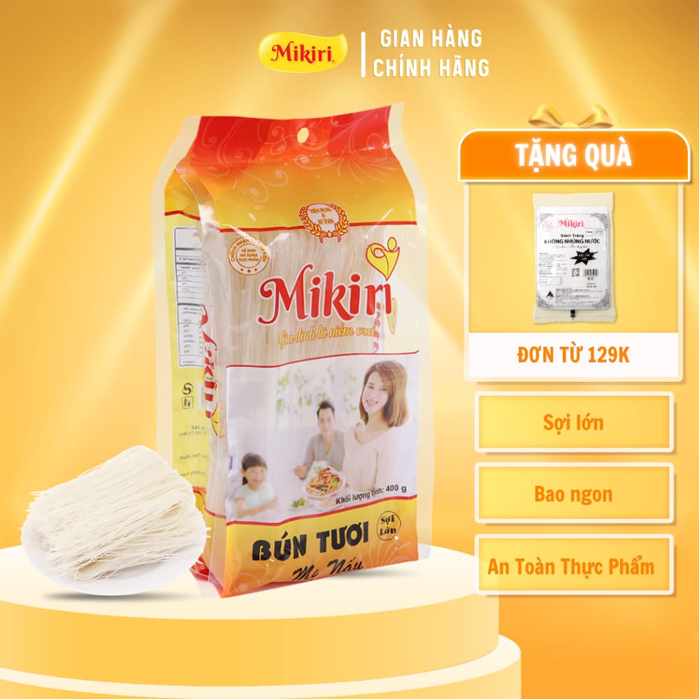 Bún Tươi Sấy Khô, Mềm Dai Mikiri 400g - Sợi Lớn, Sợi Nhỏ, Bún Xào - Nguyên Bản, Sạch, Không Hóa Chất