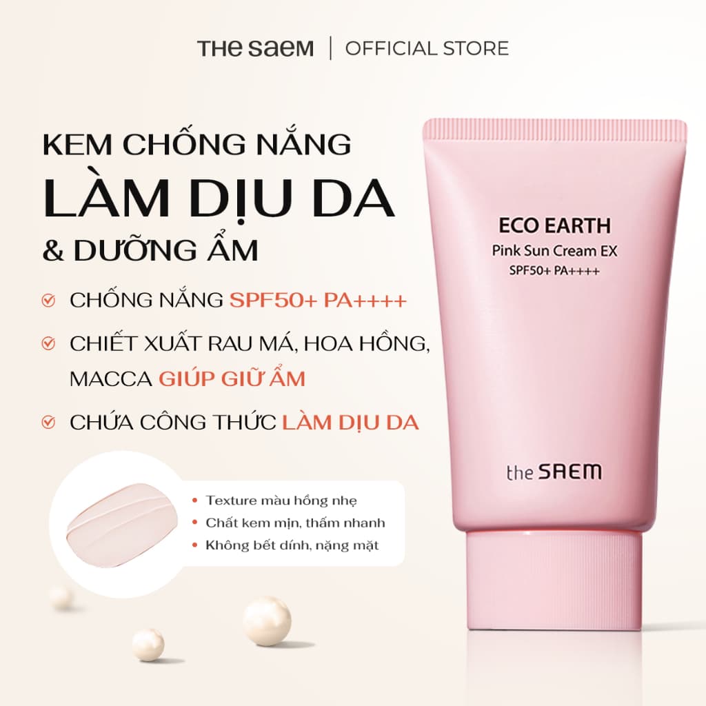 [Date 05/2027] Kem Chống Nắng Vật Lý Lai Hóa Học THE SAEM Eco Earth Pink Sun Cream EX SPF50+ PA++++