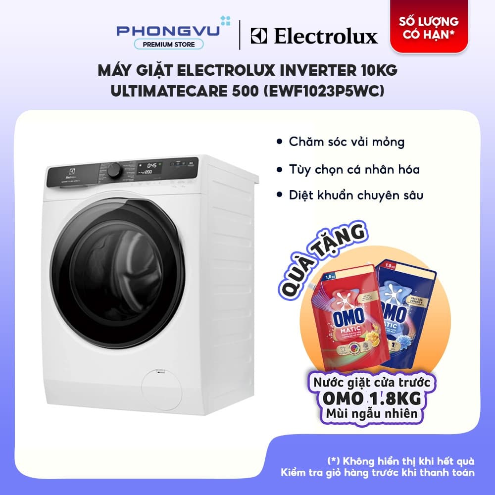 EWF1023P5WC - Máy Giặt Cửa Trước Electrolux UltimateCare 500 Inverter 10Kg EWF1023P5WC UltraMix HygienicCare BH 24T