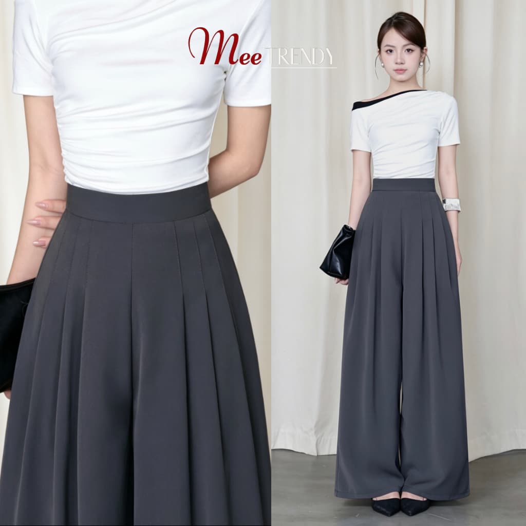 Quần Douyin Suông Dài Ống To Rộng Style Trung Ly Nẹp Khoá Kéo Sau Ống Suông Rộng, Quần Tây Nữ Ống Rộng Meetrendy [Q0004]