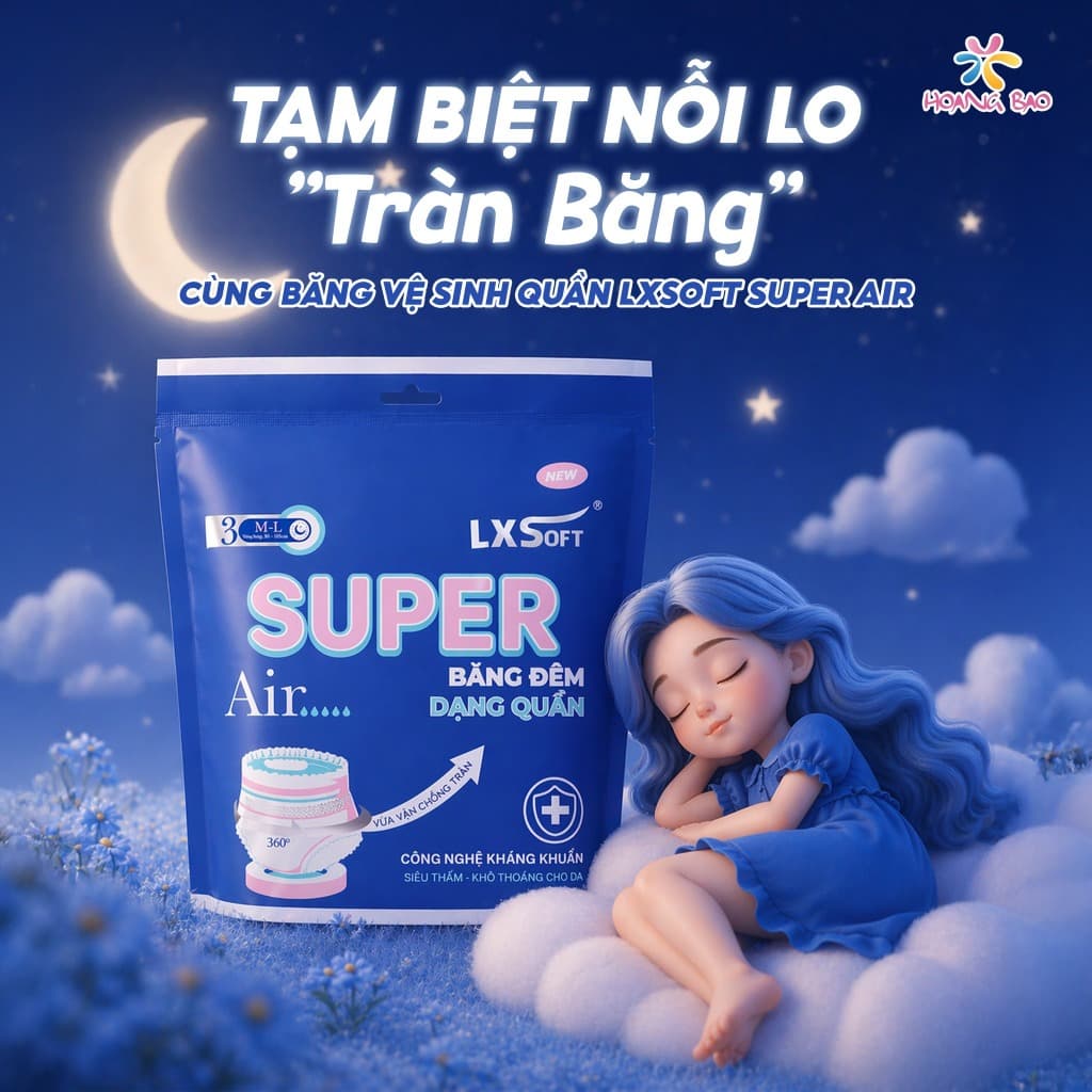 [ TẶNG 12 BVS] Băng Vệ Sinh Quần LXSoft Super Air cao cấp, Bạc Hà mát lạnh, Mặt bông mềm, siêu thấm hút