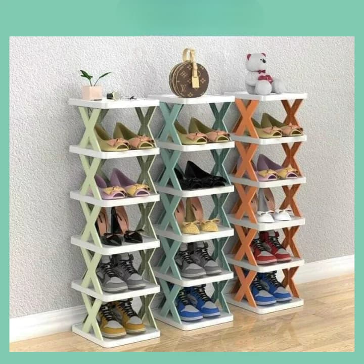 [FURNI HOME] Kệ Để Giày Dép Đa Năng Dễ Tháo Lắp 6 Tầng Hot 2022, Kệ Trang Trí Decor Chữ X Hiện Đại Chất Liệu Nhựa