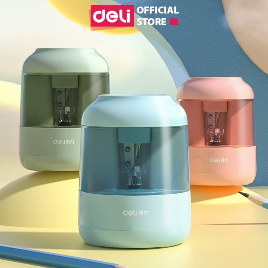 [🔥99K] Gọt bút chì điện tự động Deli tiện lợi, an toàn và bảo vệ người dùng, màu sắc thanh lịch
