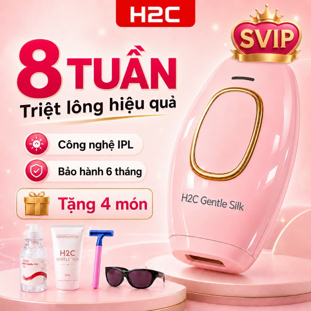 SVIP Máy triệt lông mini H2C GentleSilk IPL 5 cấp độ hỗ trợ triệt lông lâu dài tại nhà