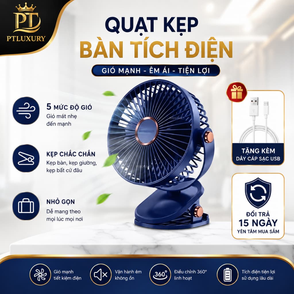 [ HỎA TỐC ] Quạt mini để bàn tích điện 5 mức độ có đèn led pin 5000 MHA  Và 10000 MHA - PLSHARK