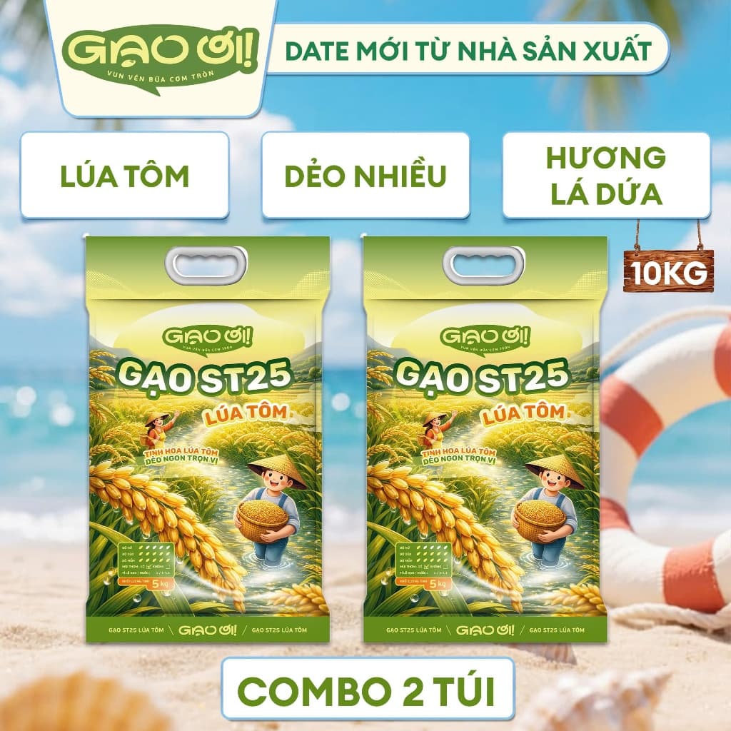 Combo 10kg Gạo ST25 Lúa Tôm 5kg – Thương hiệu Gạo Ơi
