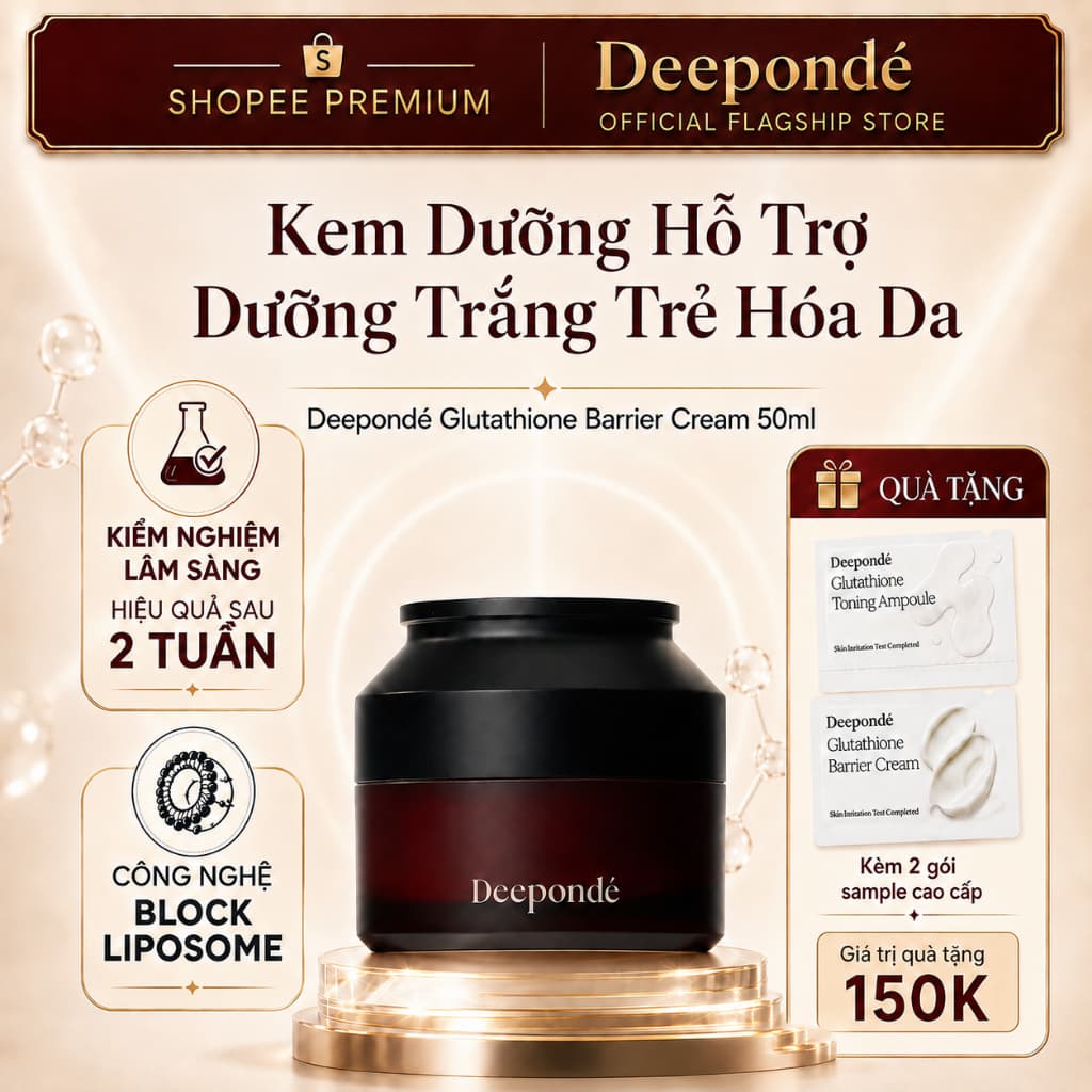 Kem Dưỡng Dưỡng Trắng Phục Hồi Trẻ Hóa Và Thu Nhỏ Lỗ Chân Lông Deepondé Glutathione Barrier Cream 50ml [DATE 4.2027]