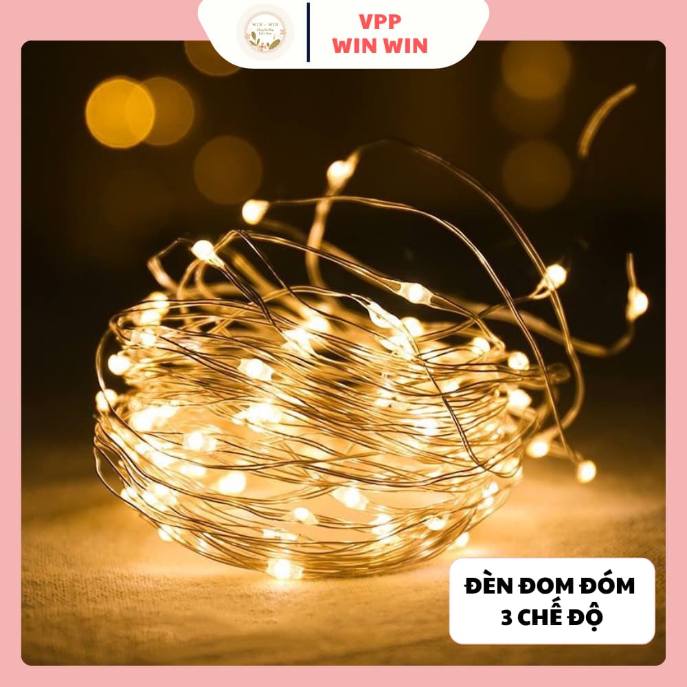 Đèn Đom Đóm, Dây Đèn Led Trang Trí Fairy, Đèn Nhấp Nháy 3 Chế Độ, Đèn 1m Và 2m Đã Kèm Pin