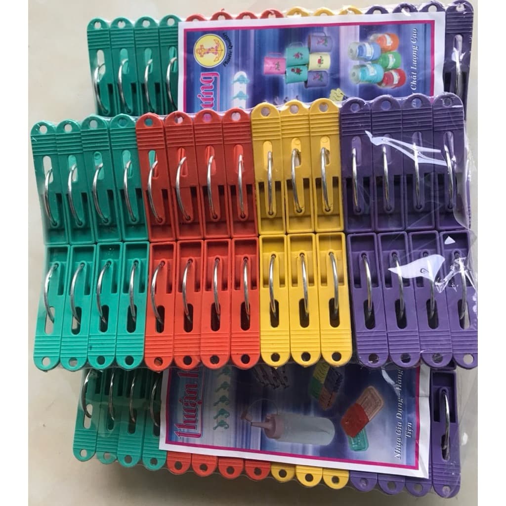 Vỉ 30 kẹp nhựa kẹp quần áo, chanh dây, diều, đồ dùng