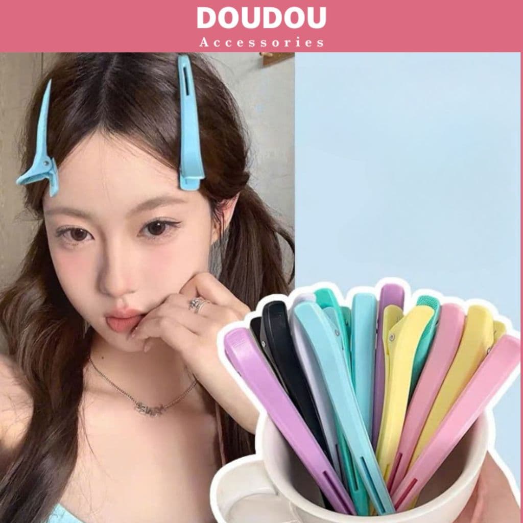 Set 2 Kẹp Tóc Không Hằn Nếp 12cm Doudou Kẹp Mái Trang Điểm Tạo Kiểu Hàn Quốc Phụ Kiện FJ121