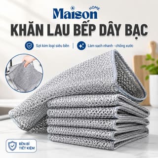 Khăn Lưới Dùng Lau Chén Dĩa MAISON Chất Liệu Sợi Kim Loại Chống Bám Dầu Dễ Dàng Rửa Sạch