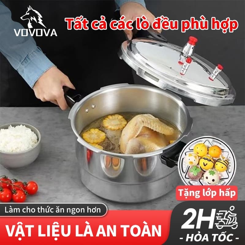 Nồi áp suất bếp từ VOVOVA Nồi áp suất Nồi áp suất chân không hợp kim nhôm đa chức năng 14L/10L Pressure Cooker